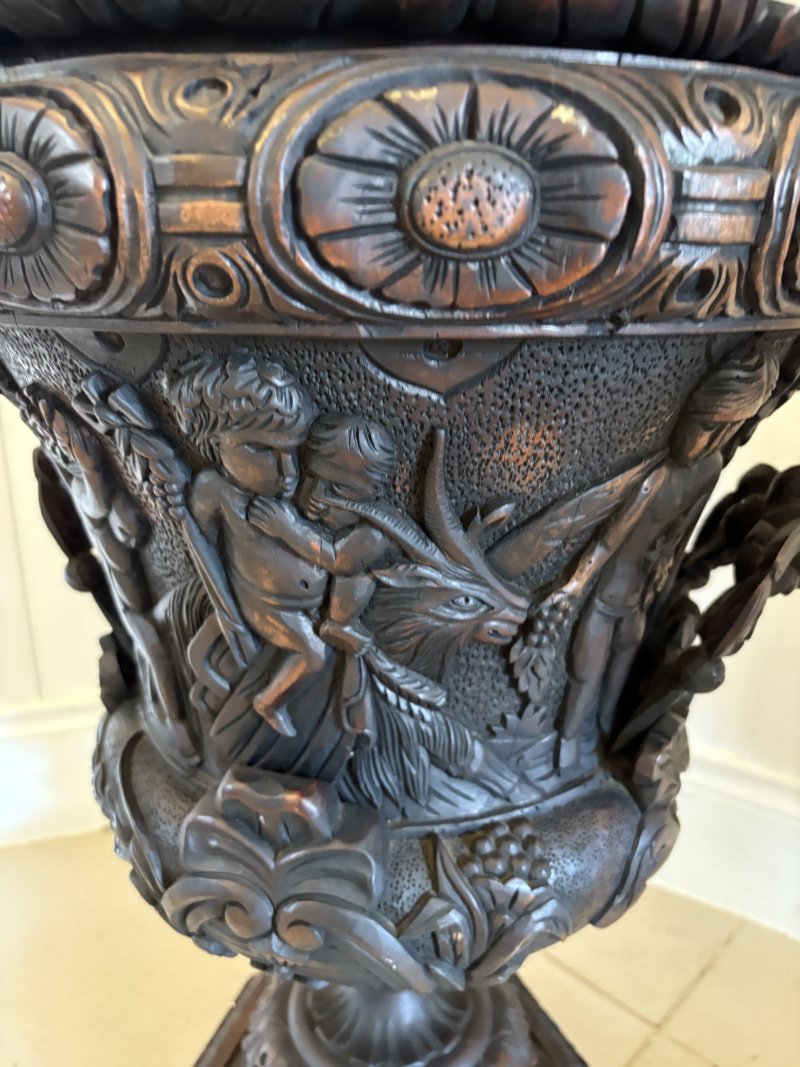 Large Magnificent Antique Pair of Carved Mahogany Urns - Image 19